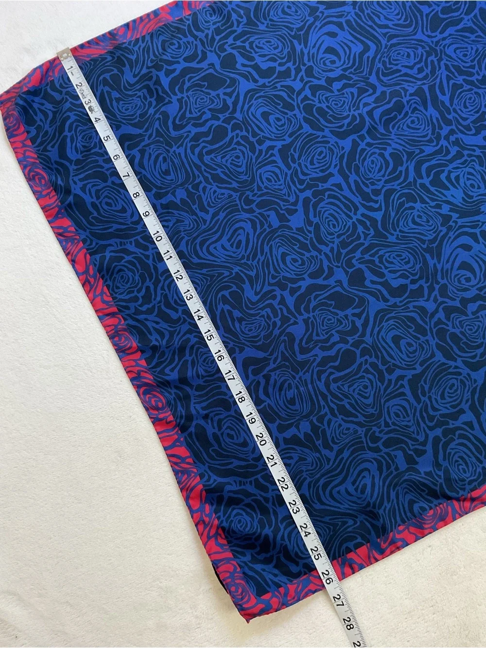 Mulberry Organic Silk Rose Floral Square Scarf Blue Pink Italy 26”
